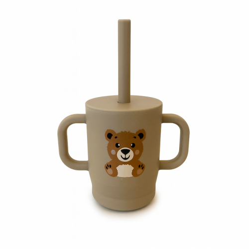 Ποτηράκι σιλικόνης με καλαμάκι Silicone cap brown bear